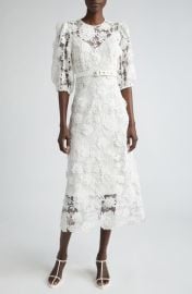 Zimmermann Halliday Floral Belted Lace Midi Dress at Nordstrom