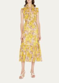 Zimmermann High Tide Floral Flutter Midi Dress - at Bergdorf Goodman