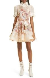 Zimmermann High Tide Lift Off Flower Linen Silk Minidress at Nordstrom