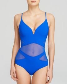 blue mesh swimsuit