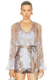 Zimmermann Hypnotic Billow Blouse in Lilac Paisley FWRD at FWRD