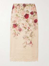 Zimmermann Hypnotic Floral Lace Trim Linen Pencil Skirt at Net a Porter