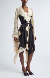 Zimmermann Hypnotic Long Sleeve Satin & Lace Wrap Dress at Nordstrom