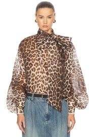 Zimmermann Illustration Billow Blouse in Chocolate Leopard FWRD at FWRD