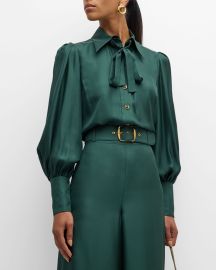 Zimmermann Illustration Blouson Silk Shirt at Neiman Marcus