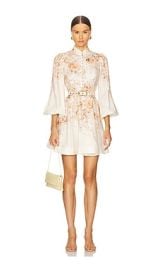 Zimmermann Illustration Buttoned Mini Dress In Cream Rococo Floral at Revolve