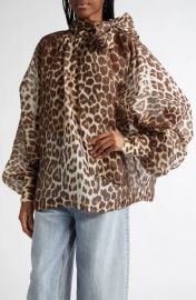 Zimmermann Illustration Leopard Print Linen & Silk Button-Up Shirt at Nordstrom