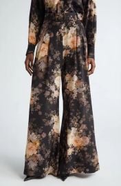 Zimmermann Illustration Tuck Floral Belted Silk Wide Leg Pants at Nordstrom