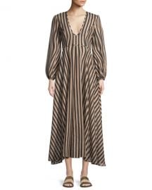 Zimmermann Jaya Plunge Long Striped Cotton Dress at Neiman Marcus