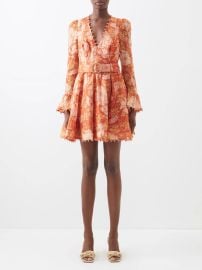 Zimmermann Kaleidoscope beaded floral print linen mini dress at Matches