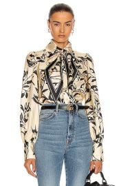 Zimmermann Ladybeetle Scarf Tie Shirt in Cream Mystic Eye FWRD at FWRD