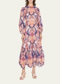 Zimmermann Laurel Long Sleeve Embroidered Midi Dress - at Bergdorf Goodman