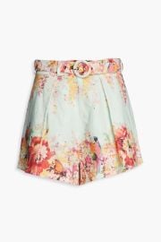 Zimmermann Mae pleated floral print linen shorts at The Outnet