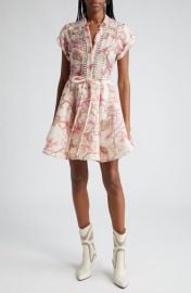 Zimmermann Matchmaker Crystal Embellished Belted Linen Silk Organza Minidress at Nordstrom