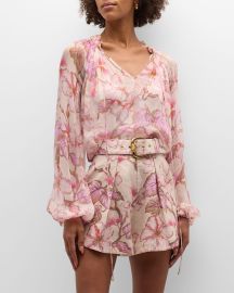 Zimmermann Matchmaker Floral Billow Blouse at Neiman Marcus