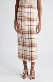 Zimmermann Matchmaker checked linen and cotton blend midi skirt at Nordstrom