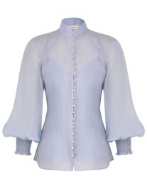 Zimmermann Natura Blouse in Lilac Blue at Zimmermann