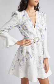 Zimmermann Natura Linen Floral Belted Minidress at Nordstrom