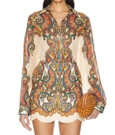 Zimmermann Ottie Oversized Shirt In Multi Paisley ShopSimon at Shop Simon