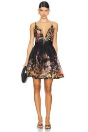 Zimmermann Pavilion V Neck Mini Dress In Black Multi Floral at Revolve