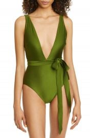 Zimmermann Plunging V-Neck Tie One-Piece Swimsuit   Nordstrom at Nordstrom