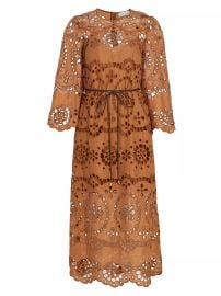 Zimmermann Pop Eyelet Embroidered Midi Dress in Tan at Saks Fifth Avenue