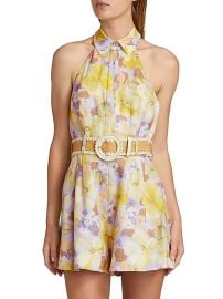 Zimmermann Pop Floral Linen Halterneck Romper at Saks Fifth Avenue
