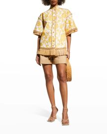 Zimmermann Postcard Fringe Shirt at Neiman Marcus