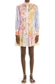 Zimmermann Postcard Lantern Long Sleeve Cotton amp Silk Minidress at Nordstrom