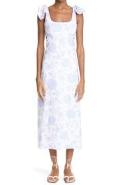 Zimmermann Postcard Tie Shoulder Midi Dress in Blue Tonal Floral  at Nordstrom