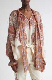 Zimmermann Rhiannon Paisley Tie Neck Top at Nordstrom