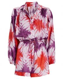 Zimmermann Shelley Tie-Dye Silk Chiffon Playsuit at Intermix