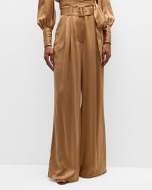 Zimmermann Silk Wide-Leg Tuck Pants at Neiman Marcus