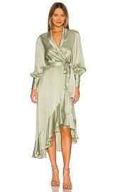 Zimmermann Silk Wrap Midi Dress in Sage at Revolve