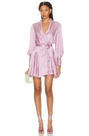 Zimmermann Silk Wrap Mini Dress in Musk at Forward