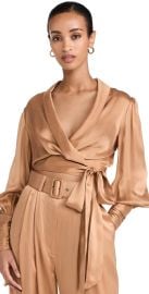 Zimmermann Silk Wrap Top Sand 0 at Shopbop