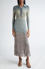 Zimmermann Story 1 Long Sleeve Mouliné Rib Polo Sweater Dress at Nordstrom