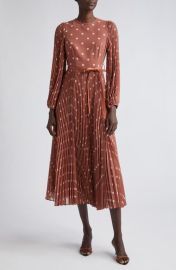 Zimmermann Sunray Long Sleeve Pleated Midi Dress at Nordstrom