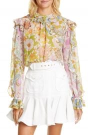 Zimmermann Super 8 Ruffle Floral Print Cotton  amp  Silk Shirt   Nordstrom at Nordstrom