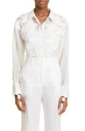 Zimmermann Tama Filigree Linen Silk Button-Up Shirt at Nordstrom