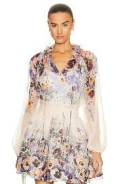 Zimmermann Tama Flower Collar Blouse in Purple Pansy Print FWRD at FWRD