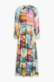 Zimmermann Tiered printed silk crepon midi dress at The Outnet