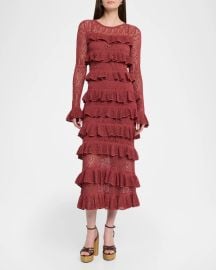 Zimmermann Wanderlust Lace Frill Midi Dress at Neiman Marcus