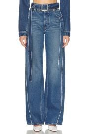 Zip Belt Selvege Detail Wide Leg Jeans at FWRD