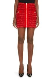 Zip Front Metallic Tweed Miniskirt at Nordstrom