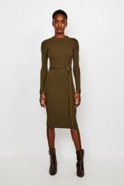 Zip Front Rib Knit Dress at Karen Millen