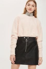 Zip PU Mini Skirt at Topshop