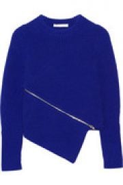 Zip-detailed asymmetric cotton-blend sweater at The Outnet