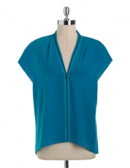 Zip front blouse by T Tahari at Lord & Taylor