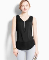 Zip neck shell at Ann Taylor